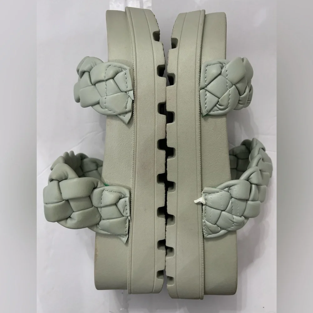 Catherine Malandrino Women Double Strap Green Sandals Size 9 Summer Beach Vacay